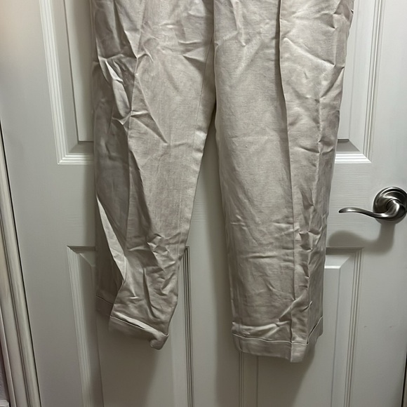 Men’s Beige Linen Beige Pleated Trousers 34X30 - Picture 3 of 5